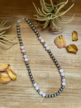 Load image into Gallery viewer, Faceted Kunzite & Sterling Silver Necklace – 8 mm Pearls – 20 Inch