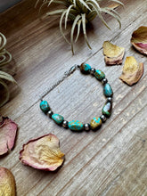 Load image into Gallery viewer, Turquoise Nugget & 6mm Sterling Silver Pearl Bracelet