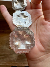 Load image into Gallery viewer, hree-Tier Concho Statement Earrings – Sterling Silver, Native Made by Leander & Rhonda Largo