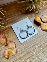 Load image into Gallery viewer, Sterling Silver Small Hoop Earrings with Kingman Turquoise