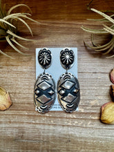Load image into Gallery viewer, Sterling Silver Dangle Earrings – Native Made by Leander & Rhonda Largo, USA