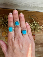 Load image into Gallery viewer, Square Kingman Turquoise Ring – Sterling Silver