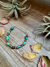 Load image into Gallery viewer, Turquoise Nugget & 6mm Sterling Silver Pearl Bracelet
