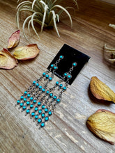 Load image into Gallery viewer, Sterling Silver & Kingman Turquoise Chandelier Earrings – Made in USA