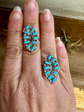 Load image into Gallery viewer, Small Cluster Ring – Kingman Turquoise, USA Made - size 6.5