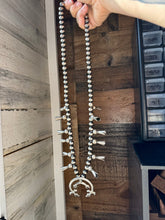 Load image into Gallery viewer, Squash Blossom–Style Necklace – Sterling Silver – 10mm Beads – 30"