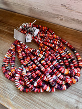 Load image into Gallery viewer, BE BOLD - 22-Inch Spiny Oyster & Wampum Statement Necklace with Sterling Silver Pearls