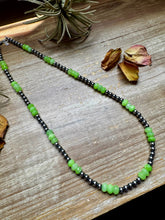 Load image into Gallery viewer, Jade Dye Green & Sterling Silver Pearl Necklace – 21 ¾” Plus Extender