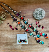 Load image into Gallery viewer, Multi Stone Squash blossom with matching earrings