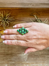 Load image into Gallery viewer, Green Turquoise Diamond-Shaped Ring – Size 7 – Sterling Silver