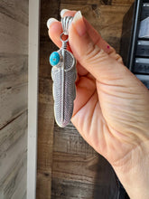 Load image into Gallery viewer, Feather Pendant – Kingman Turquoise & Sterling Silver