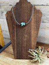 Load image into Gallery viewer, 15-Inch Sterling Silver Pearl Necklace with Turquoise – One-of-a-Kind