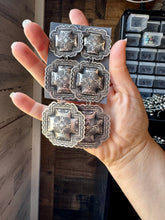 Load image into Gallery viewer, hree-Tier Concho Statement Earrings – Sterling Silver, Native Made by Leander & Rhonda Largo