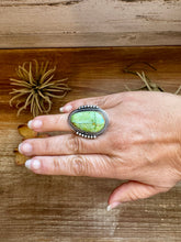 Load image into Gallery viewer, Adjustable Green Turquoise Ring – Sterling Silver – One of a Kind – Made in USA