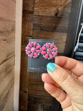 Load image into Gallery viewer, Cluster Earrings – Pink Opal & Sterling Silver