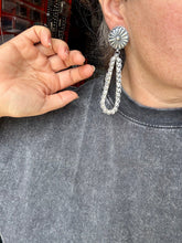 Load image into Gallery viewer, Eugene Charley Navajo Concho & Teardrop Dangle Earrings – Sterling Silver