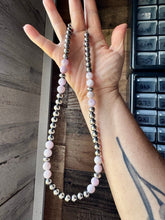 Load image into Gallery viewer, Faceted Kunzite & Sterling Silver Necklace – 8 mm Pearls – 20 Inch