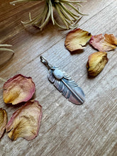 Load image into Gallery viewer, Feather Pendant with White Buffalo – Sterling Silver, Fits 8 mm Chain