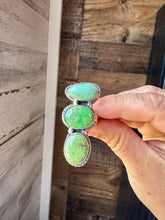 Load image into Gallery viewer, Adjustable Ring – 3 Green Turquoise Stones – Sterling Silver – BJA Stamp by Boyd Ashley