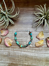 Load image into Gallery viewer, Turquoise Nugget & 6mm Sterling Silver Pearl Bracelet