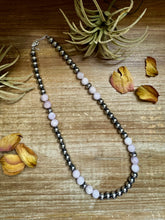 Load image into Gallery viewer, Faceted Kunzite & Sterling Silver Necklace – 8 mm Pearls – 20 Inch
