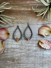 Load image into Gallery viewer, Teardrop Earrings – Sterling Silver with Spiny Oyster Center