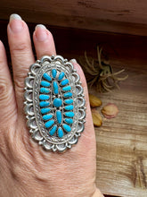 Load image into Gallery viewer, Kingman Turquoise Cluster Ring – Navajo Handmade by Jaz Wilson, Size 7.5
