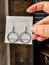 Load image into Gallery viewer, Sterling Silver Small Hoop Earrings with Kingman Turquoise