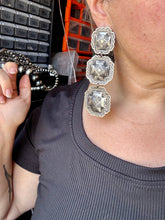 Load image into Gallery viewer, hree-Tier Concho Statement Earrings – Sterling Silver, Native Made by Leander & Rhonda Largo