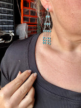 Load image into Gallery viewer, Sterling Silver & Kingman Turquoise Chandelier Earrings – Made in USA
