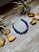 Load image into Gallery viewer, Lapis & Sterling Silver Bracelet – 6.5 Inch + Extender – 8 mm Round Beads
