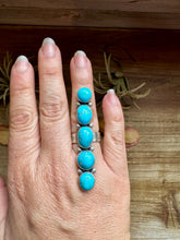Load image into Gallery viewer, Adjustable 5-Stone Kingman Turquoise Pointer Ring – Made in USA