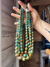 Load image into Gallery viewer, 24-Inch Graduated Turquoise Necklace with Sterling Silver Saucers – One-of-a-Kind