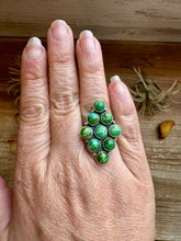 Load image into Gallery viewer, Green Turquoise Diamond-Shaped Ring – Size 7 – Sterling Silver
