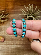 Load image into Gallery viewer, Snake Eye Hoop Earrings – Kingman Turquoise & Sterling Silver