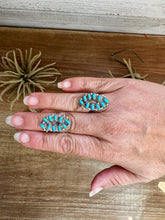 Load image into Gallery viewer, Small Cluster Ring – Kingman Turquoise, USA Made - size 6.5