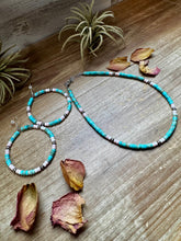 Load image into Gallery viewer, Turquoise Variscite & Pink Conch Hoop Earrings – Exclusive Bijoux FAB Design
