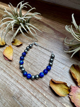 Load image into Gallery viewer, Lapis & Sterling Silver Bracelet – 6.5 Inch + Extender – 8 mm Round Beads