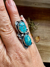 Load image into Gallery viewer, 2-Stone Turquoise Adjustable Ring – Native Made