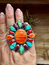 Load image into Gallery viewer, Adjustable Cluster Ring – Spiny Oyster & Sonoran Gold by E. Richards, Native Made