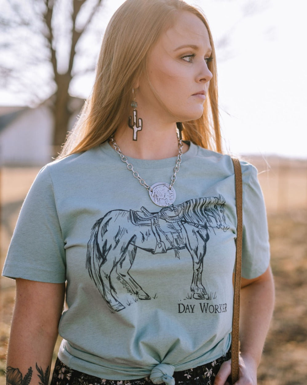 Day Worker on Dusty Turquoise - The Salty Cowgirl