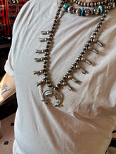 Load image into Gallery viewer, Squash Blossom–Style Necklace – Sterling Silver – 10mm Beads – 30"