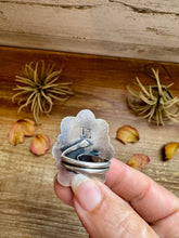 Load image into Gallery viewer, Adjustable Ring – Pink Dahlia Stone – Sterling Silver – Tia Long Navajo Handmade