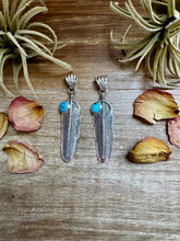 Load image into Gallery viewer, Feather Pendant – Kingman Turquoise & Sterling Silver
