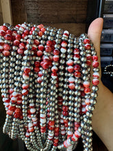Load image into Gallery viewer, 19 inch 8 mm Sterling Silver Pearls necklace with Red Spiny