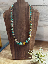 Load image into Gallery viewer, 24-Inch Graduated Turquoise Necklace with Sterling Silver Saucers – One-of-a-Kind