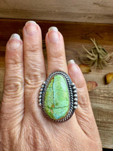 Load image into Gallery viewer, Adjustable Green Turquoise Ring – Sterling Silver – One of a Kind – Made in USA