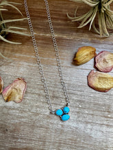 Load image into Gallery viewer, 3-Stone Small Cluster Necklace – Kingman Turquoise – 17.5"