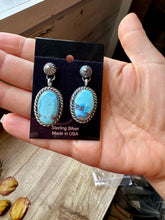 Load image into Gallery viewer, Golden Hill Turquoise Dangle Earrings – Sterling Silver, Post Style, USA Made