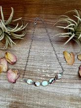 Load image into Gallery viewer, 15-Inch Lemon Turquoise & Sterling Saucer Pearl Necklace on Paperclip Chain